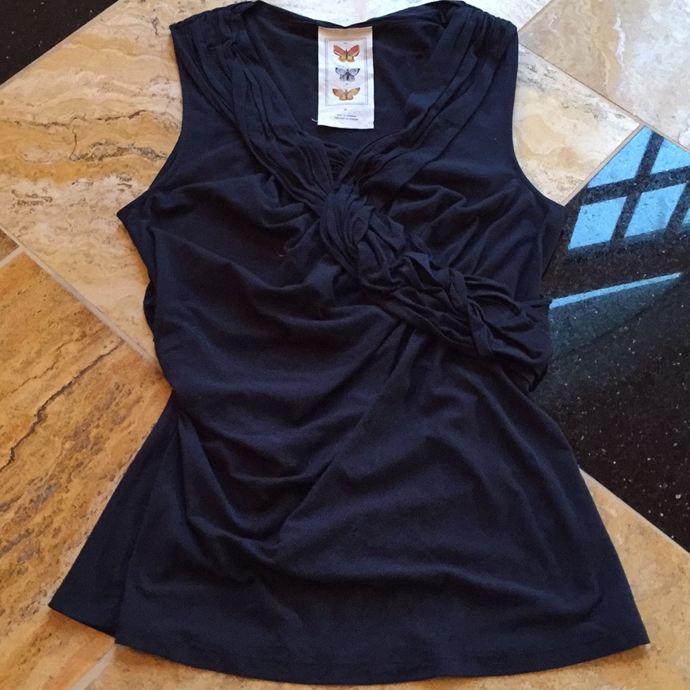 Anthropologie Moth Ruche Vneck soft Cotton stretch
